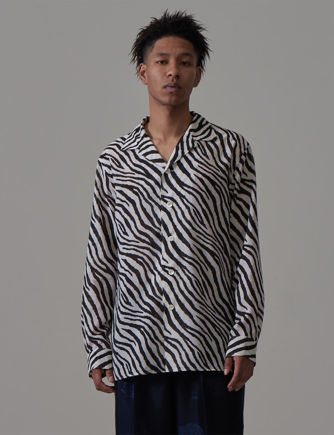 BED j.w. FORD - Open Color Shirt Zebra Pattern – White – The