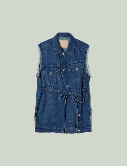 wave denim vest / blue