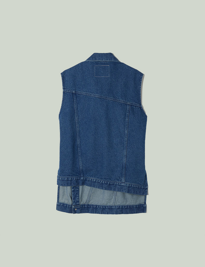 wave denim vest / blue