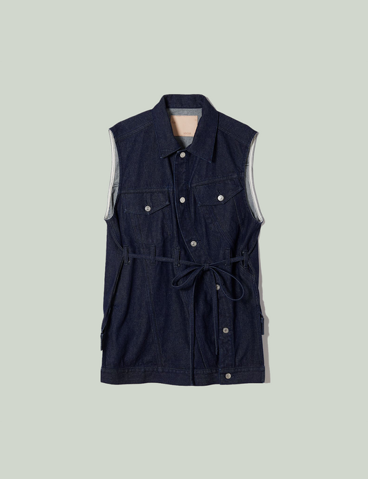 wave denim vest / indigo