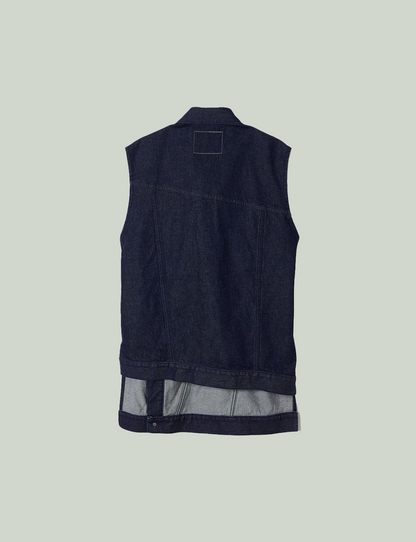 wave denim vest / indigo