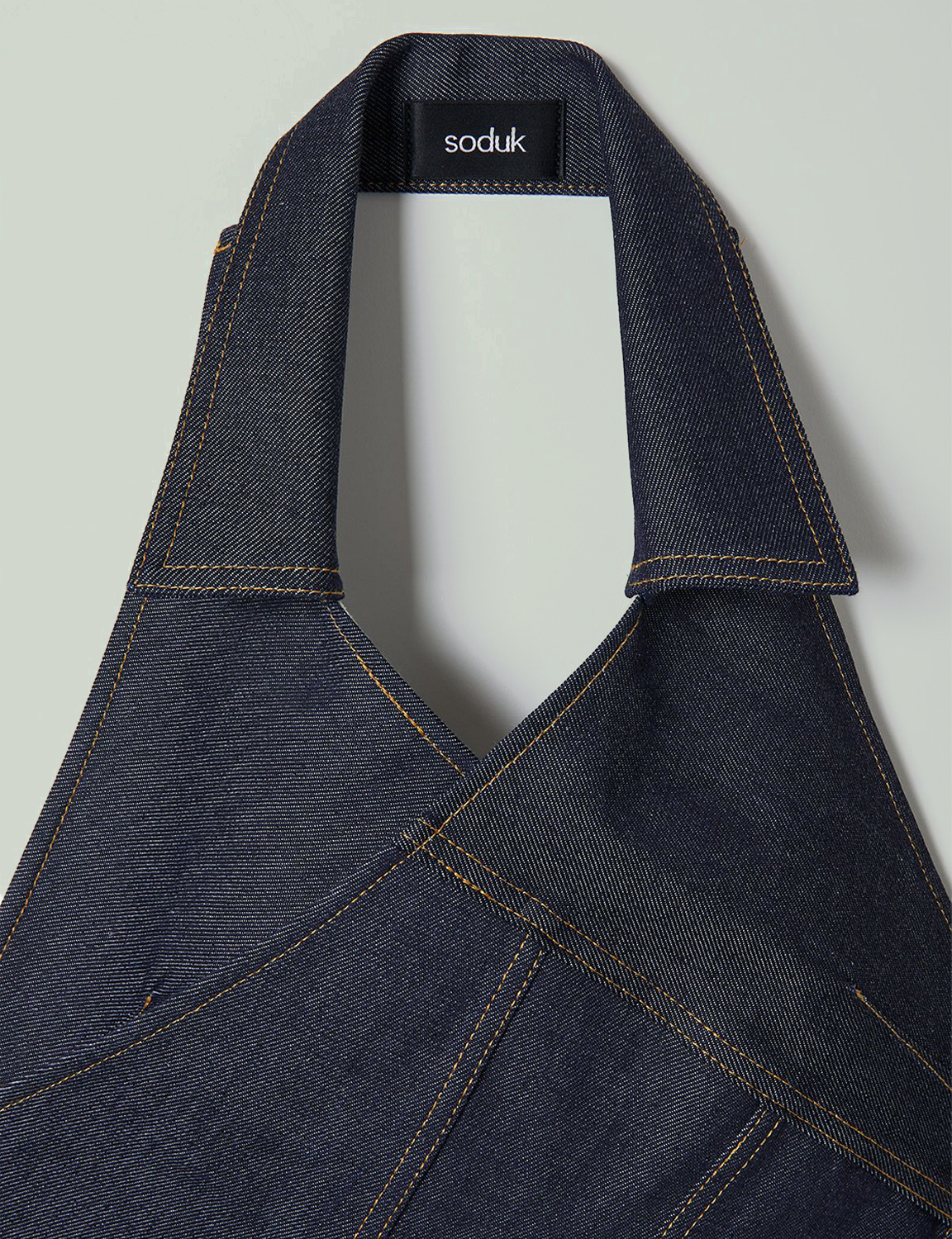 cross over denim vest / indigo