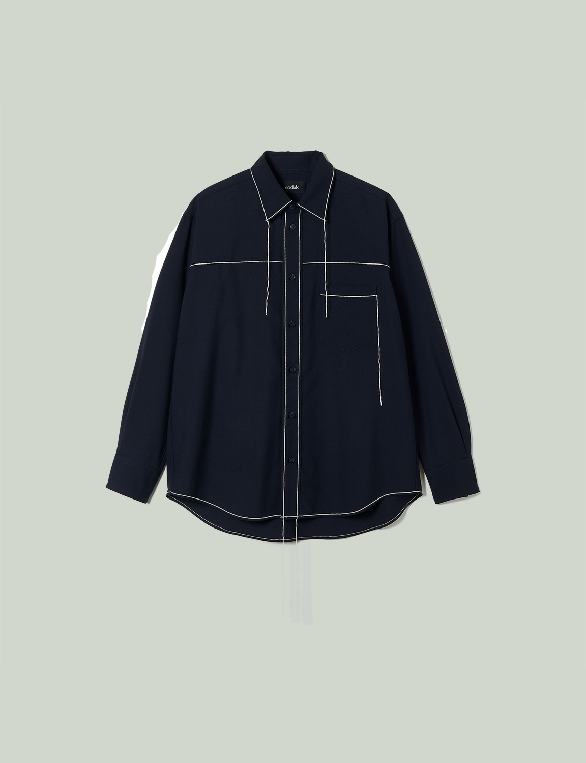 chain stitching shirt / navy