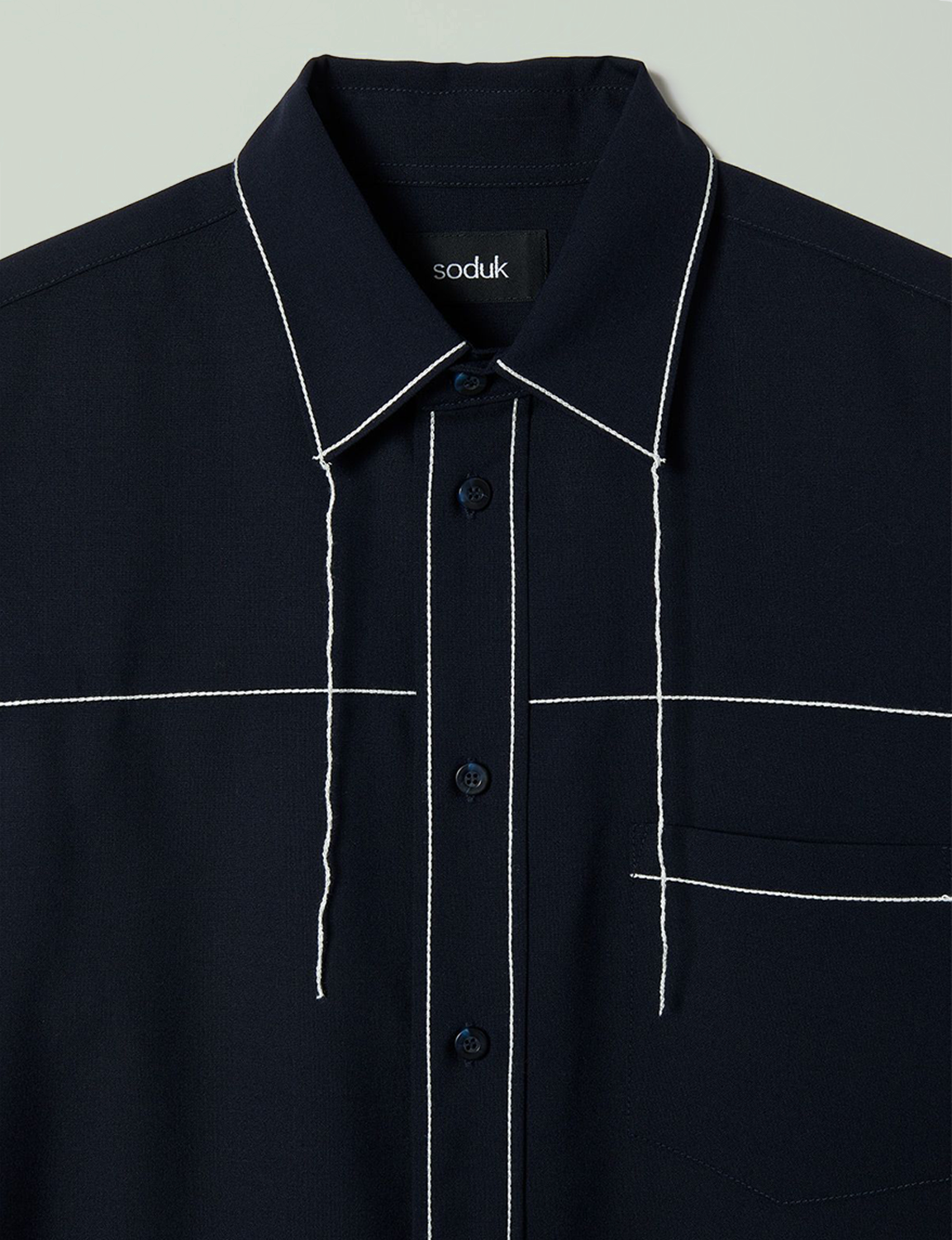 chain stitching shirt / navy