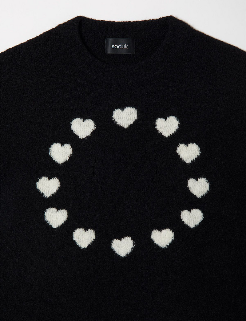 love around knit pullover / black