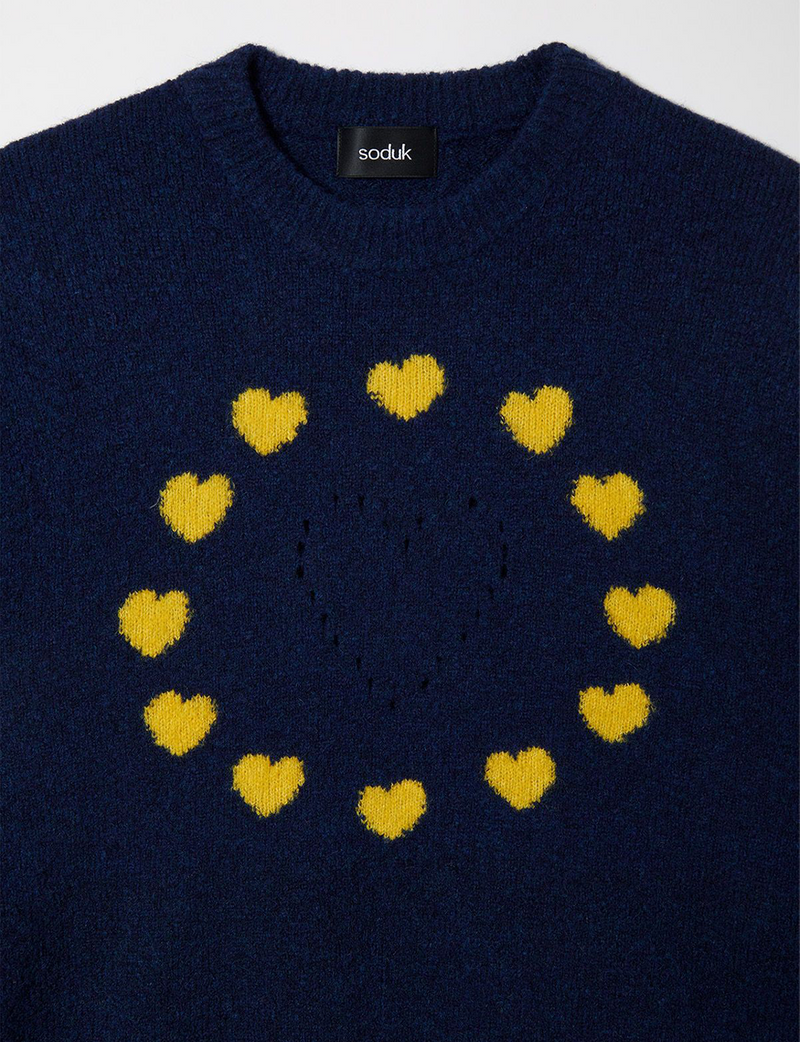 love around knit pullover / navy