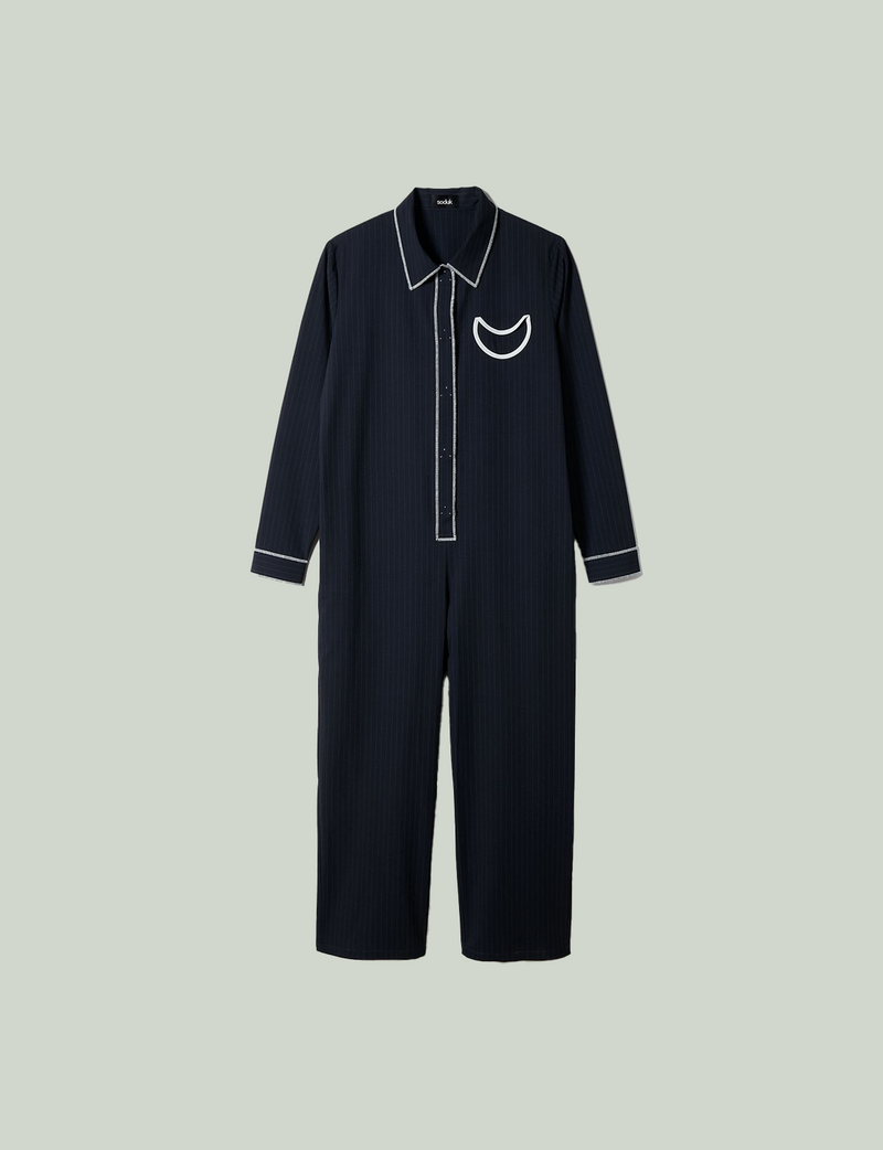 circle pocket jumpsuit / navy