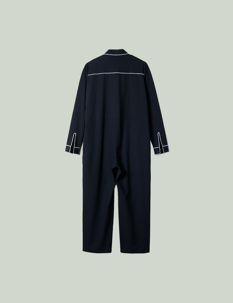 circle pocket jumpsuit / navy