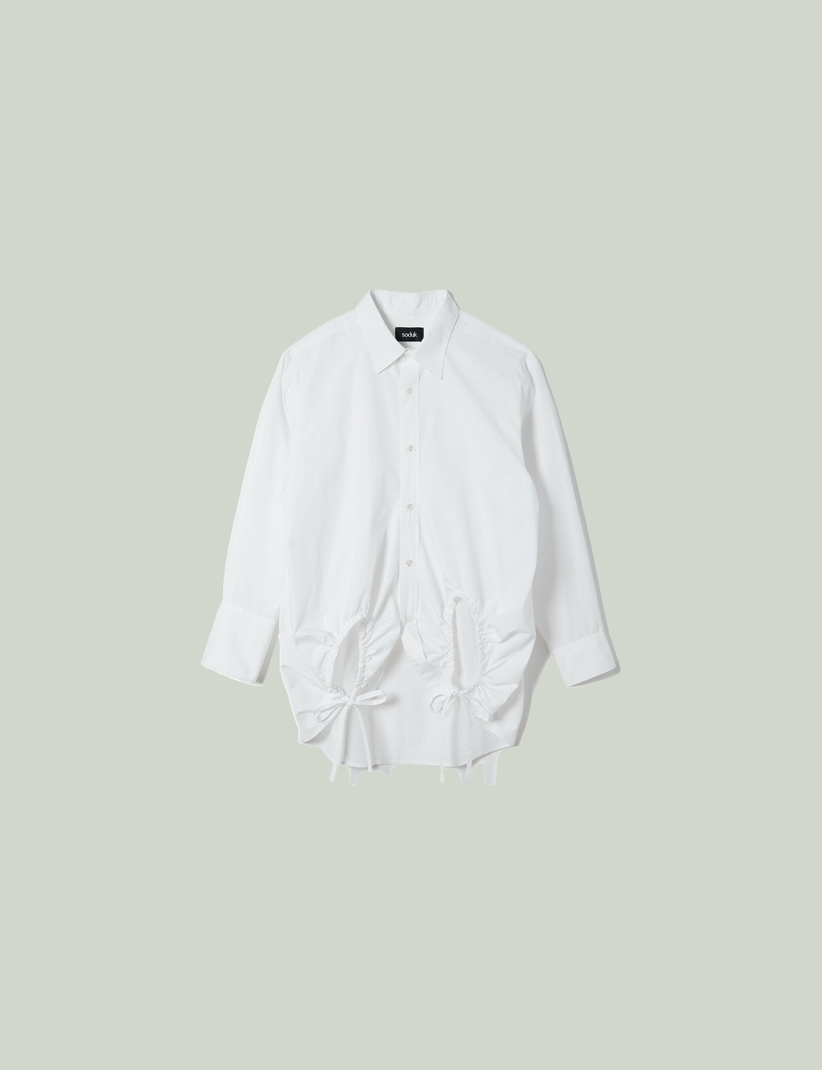 asymmetry gathered shirt / white