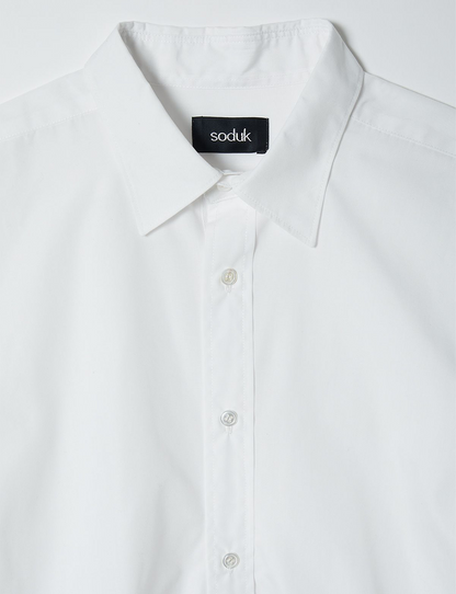 asymmetry gathered shirt / white