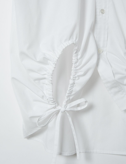 asymmetry gathered shirt / white