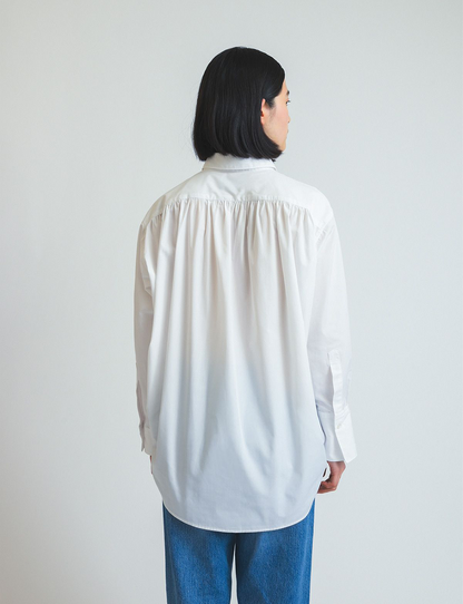 asymmetry gathered shirt / white