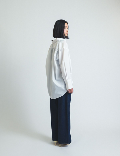 asymmetry gathered shirt / white