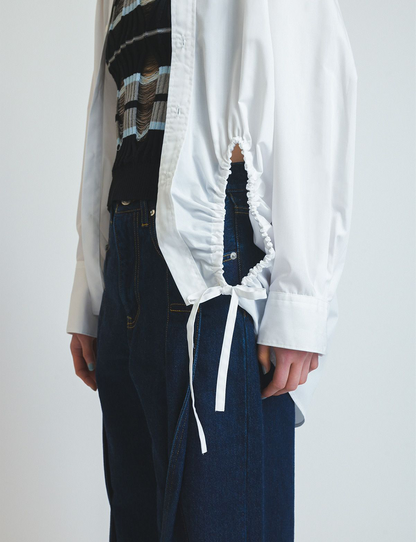 asymmetry gathered shirt / white