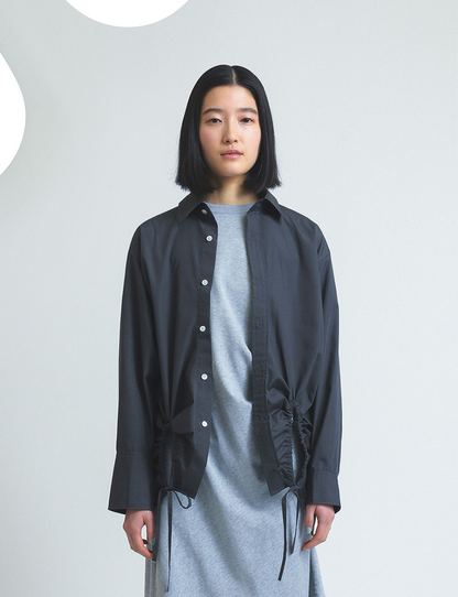 asymmetry gathered shirt / gray