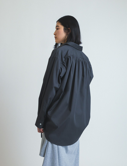 asymmetry gathered shirt / gray