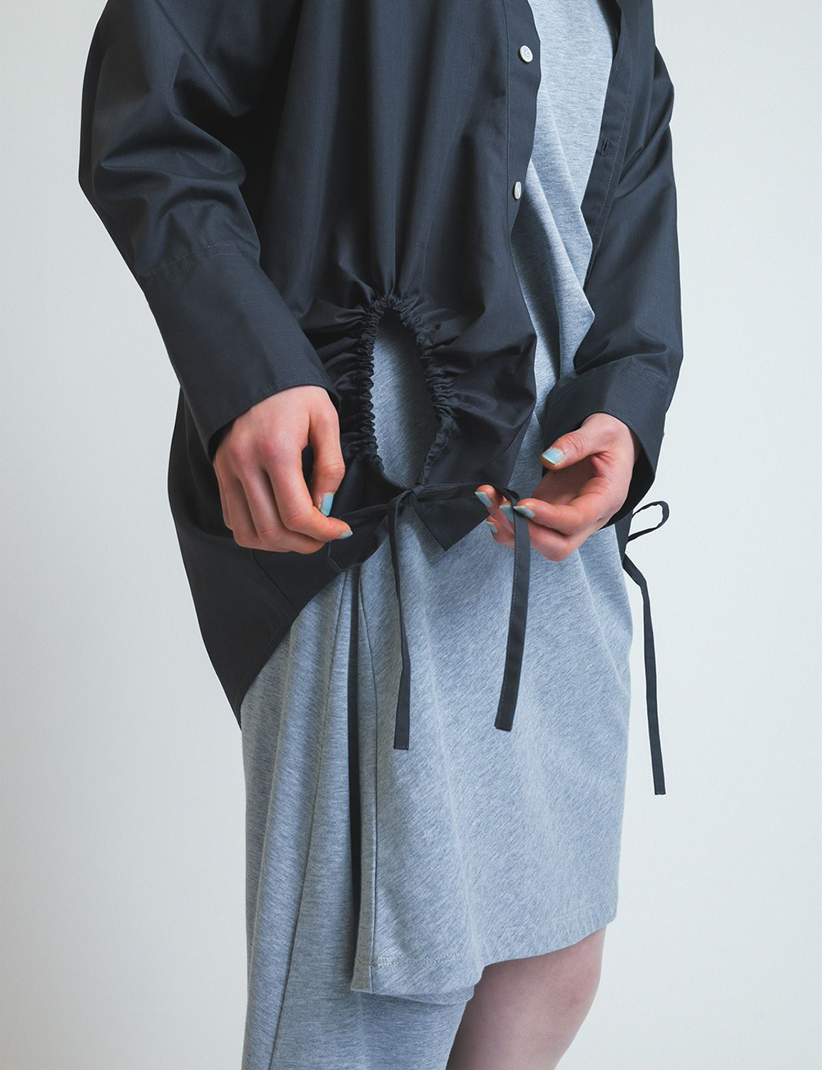 asymmetry gathered shirt / gray