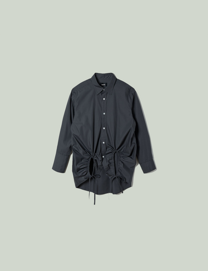 asymmetry gathered shirt / gray