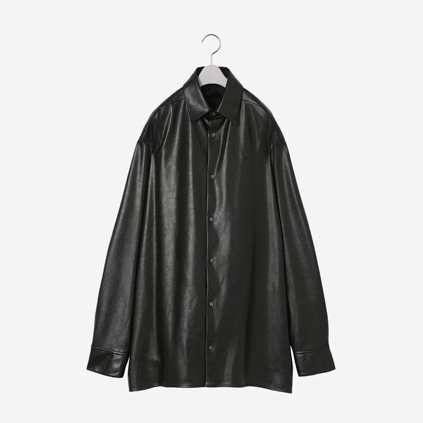 th products - Synthetic Leather Oversized Shirt / black – The 