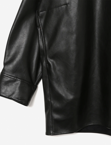 th products - Synthetic Leather Oversized Shirt / black – The 