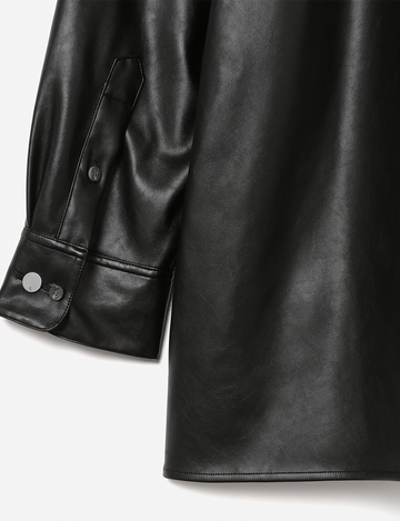th products - Synthetic Leather Oversized Shirt / black – The ...