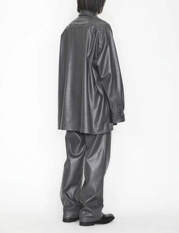 th products - Synthetic Leather Oversized Shirt / black – The 