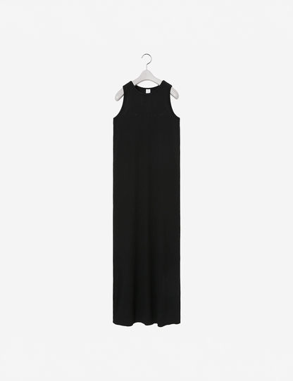 Pleats Knitted No Sleeve Dress / black