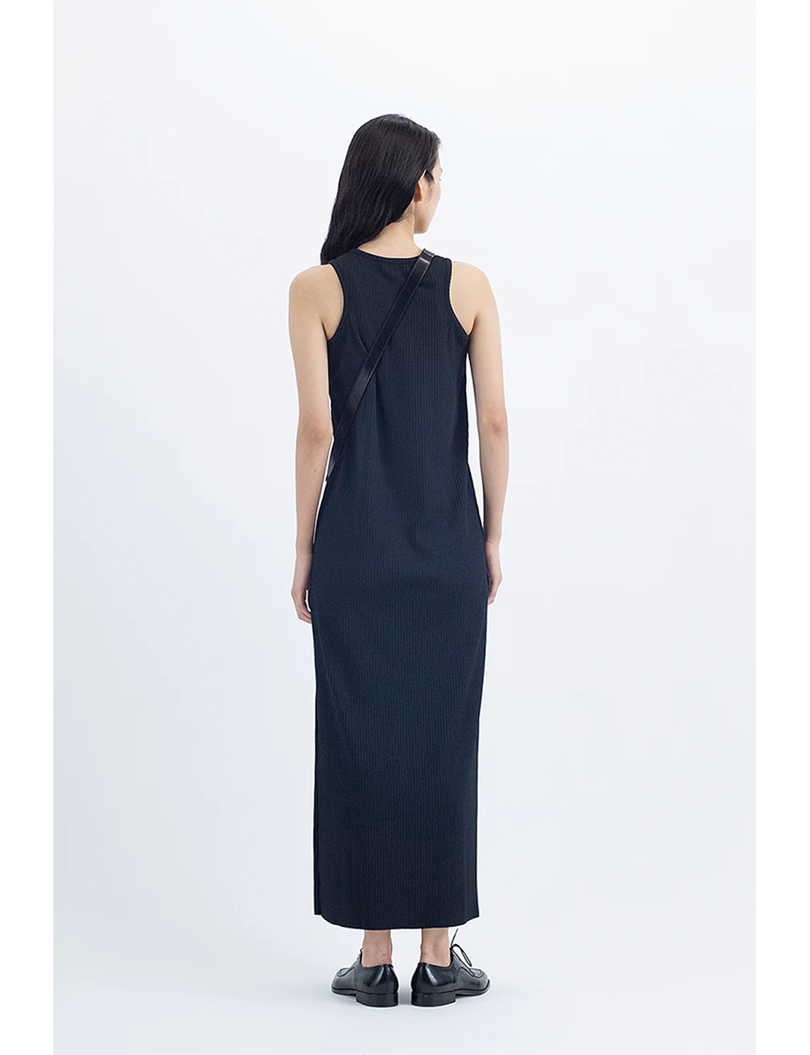 Pleats Knitted No Sleeve Dress / black