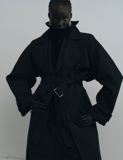 Wide Trench Coat / dark navy