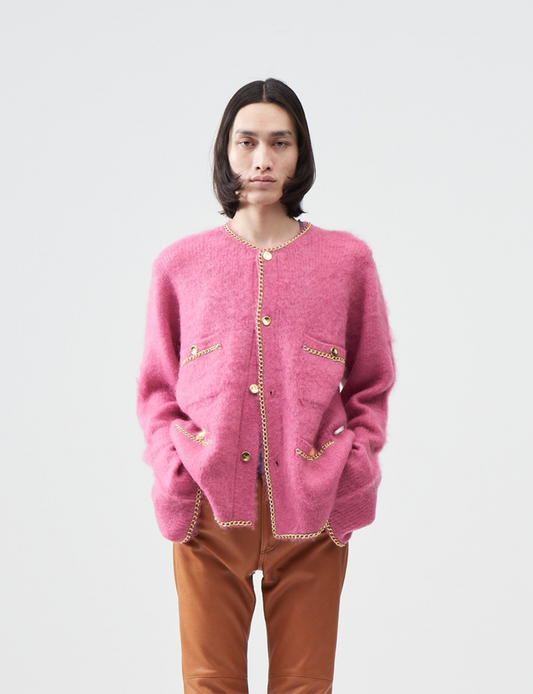 Chain Mohair Cardigan – Pink