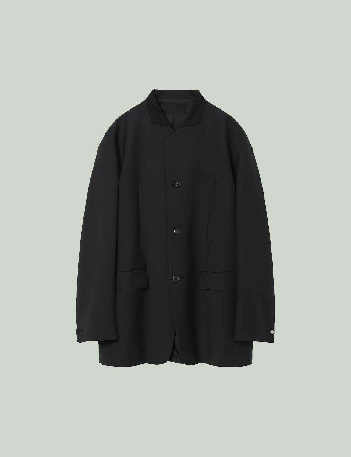 Collarless Oversized Jacket / black