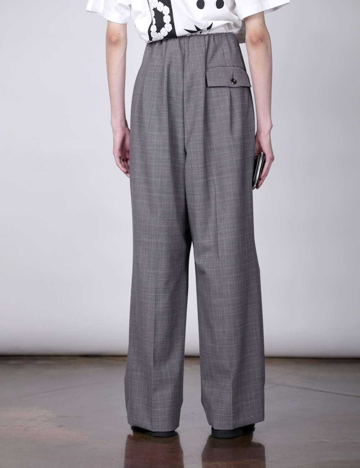 Waist Gathered Wide Pants / check