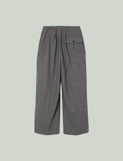 Waist Gathered Wide Pants / check