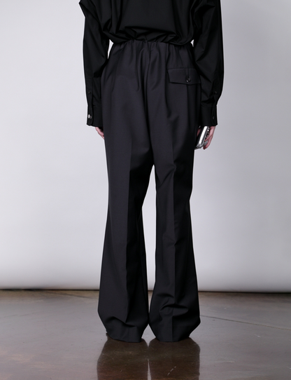 Waist Gathered Wide Pants / black