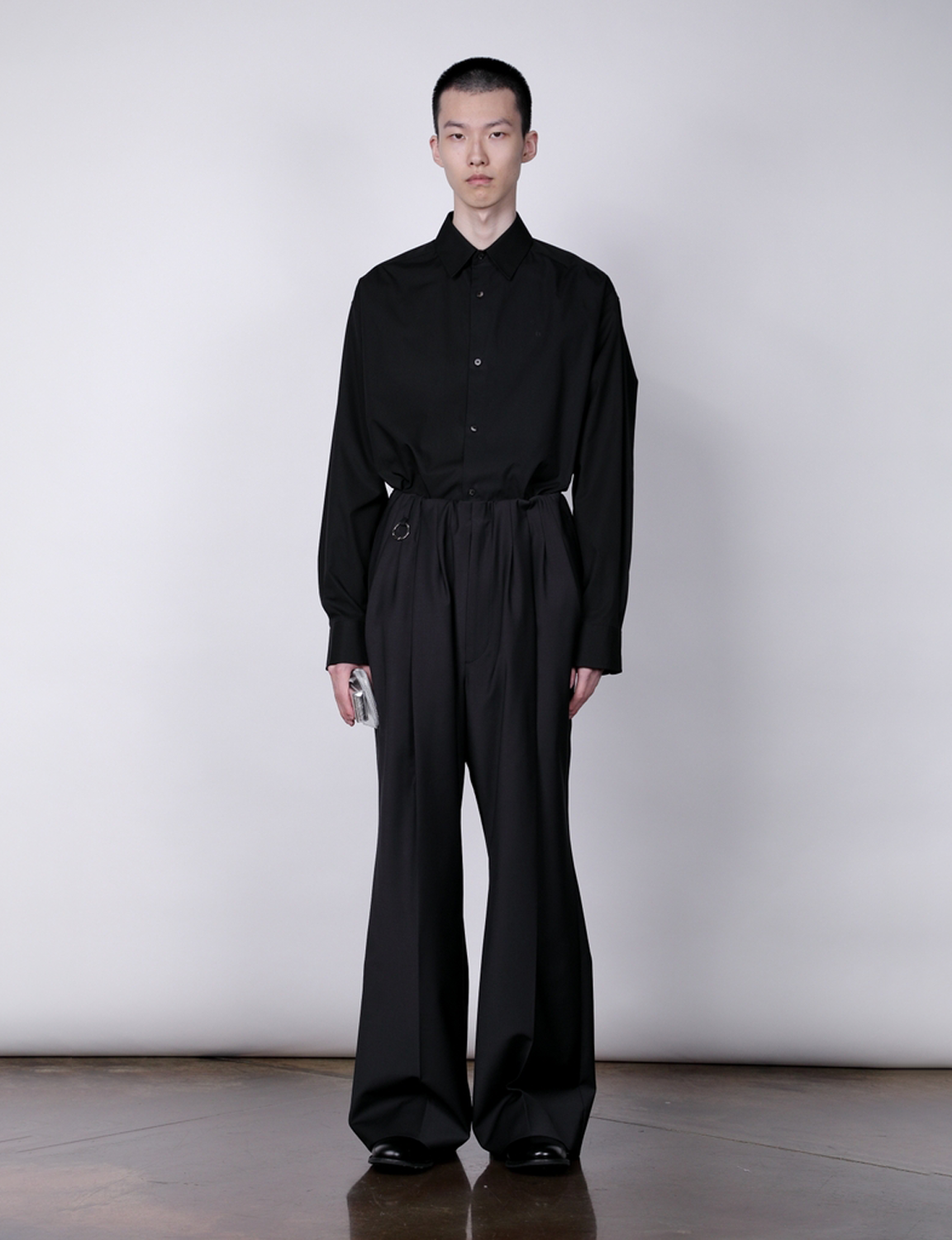 Waist Gathered Wide Pants / black