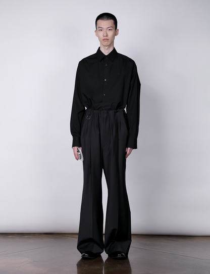 Waist Gathered Wide Pants / black