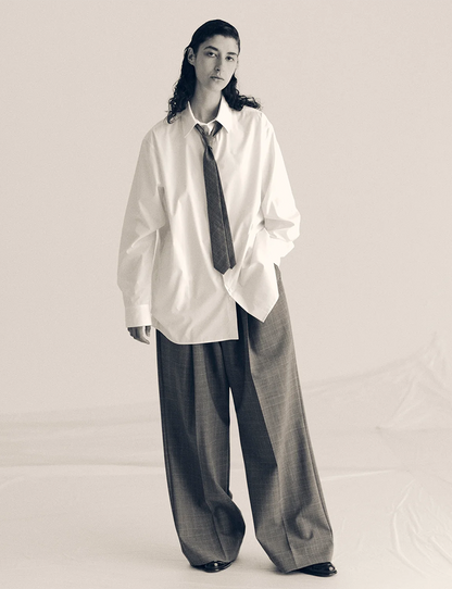 Waist Gathered Wide Pants / check