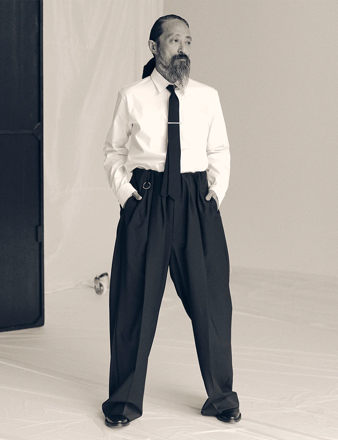 Waist Gathered Wide Pants / black