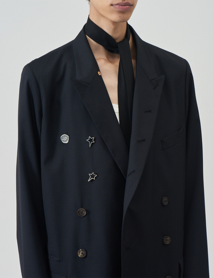 Wool Double-Breasted Jacket – Black