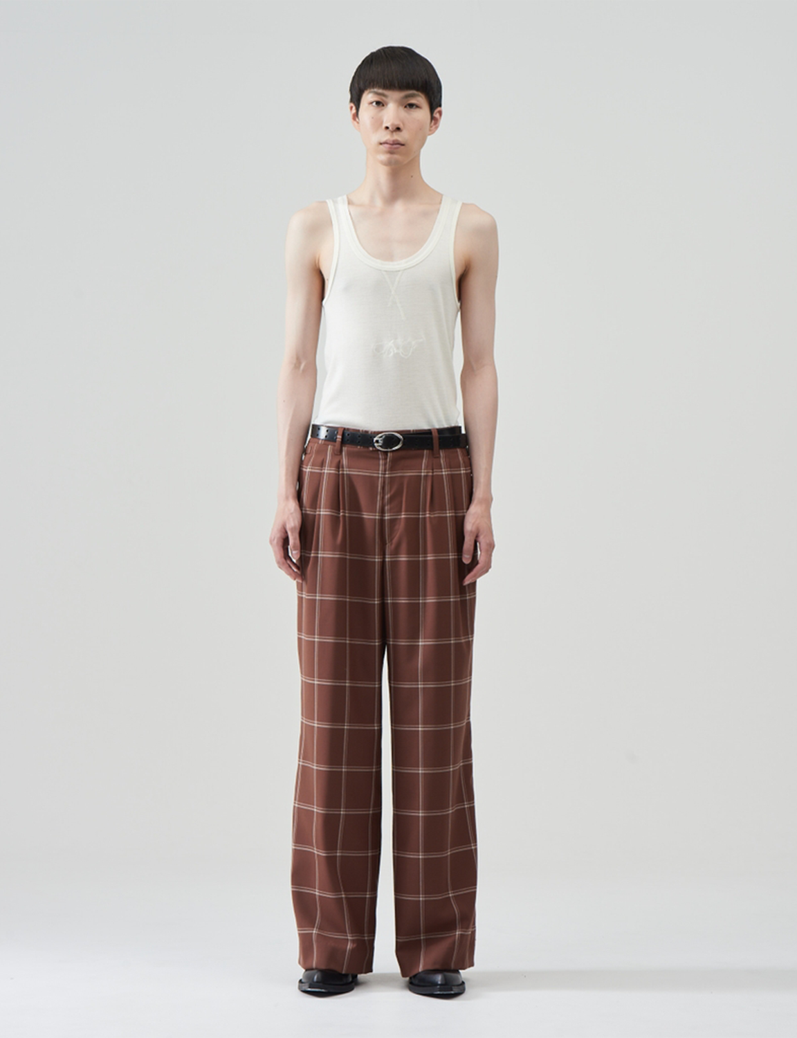 Wool Tropical Wide Trousers – Brown