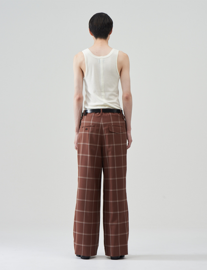 Wool Tropical Wide Trousers – Brown