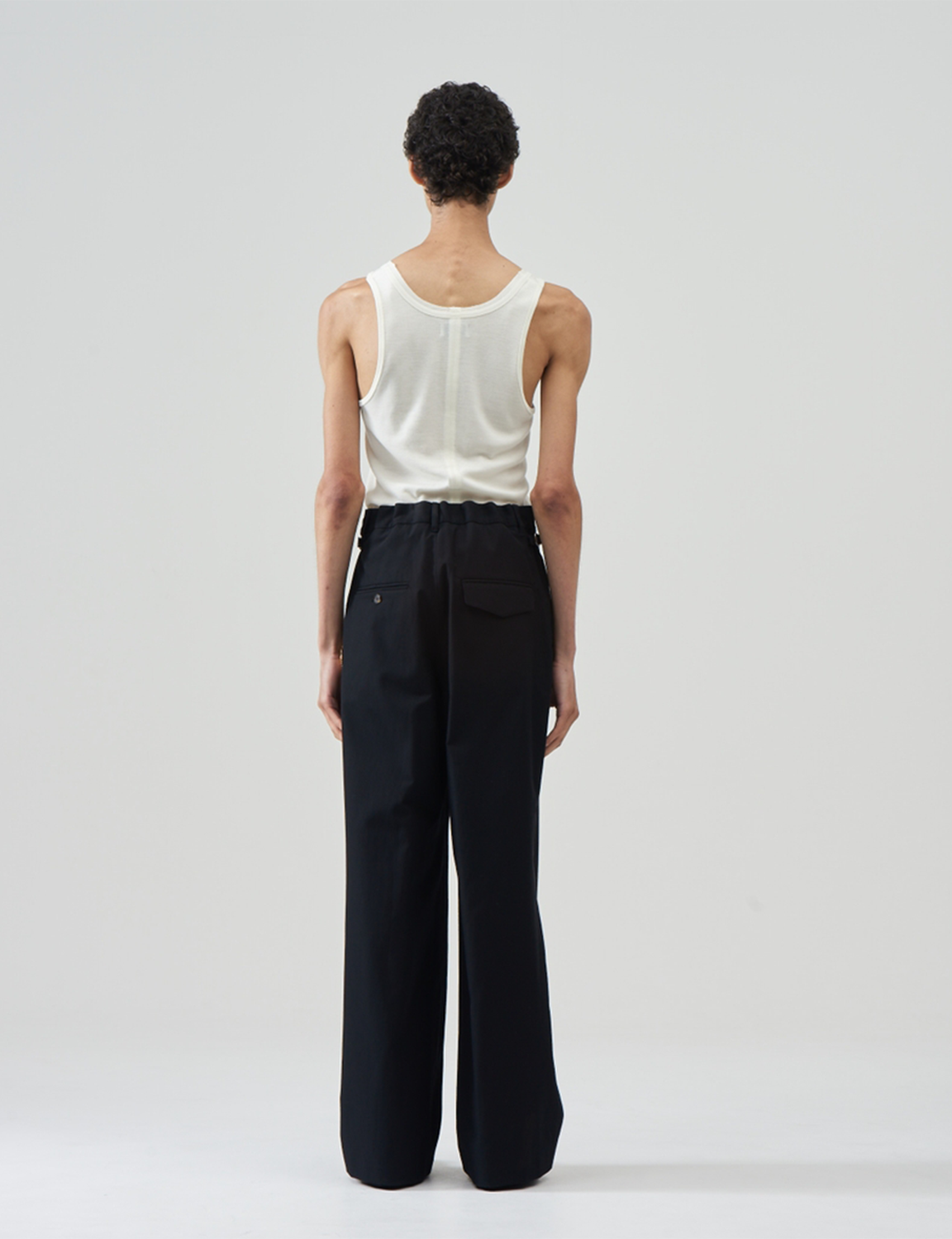 Cotton Wool Wide Trousers – Black