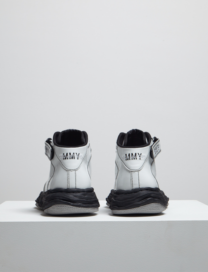 "WAYNE" OG Sole Patent Leather High-top Sneaker – White