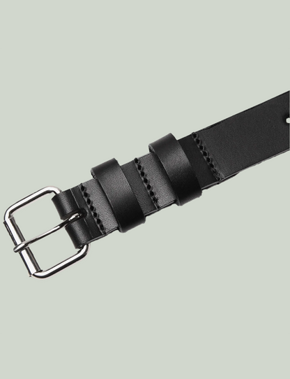 Leather Belt SKI 20 / black × silver