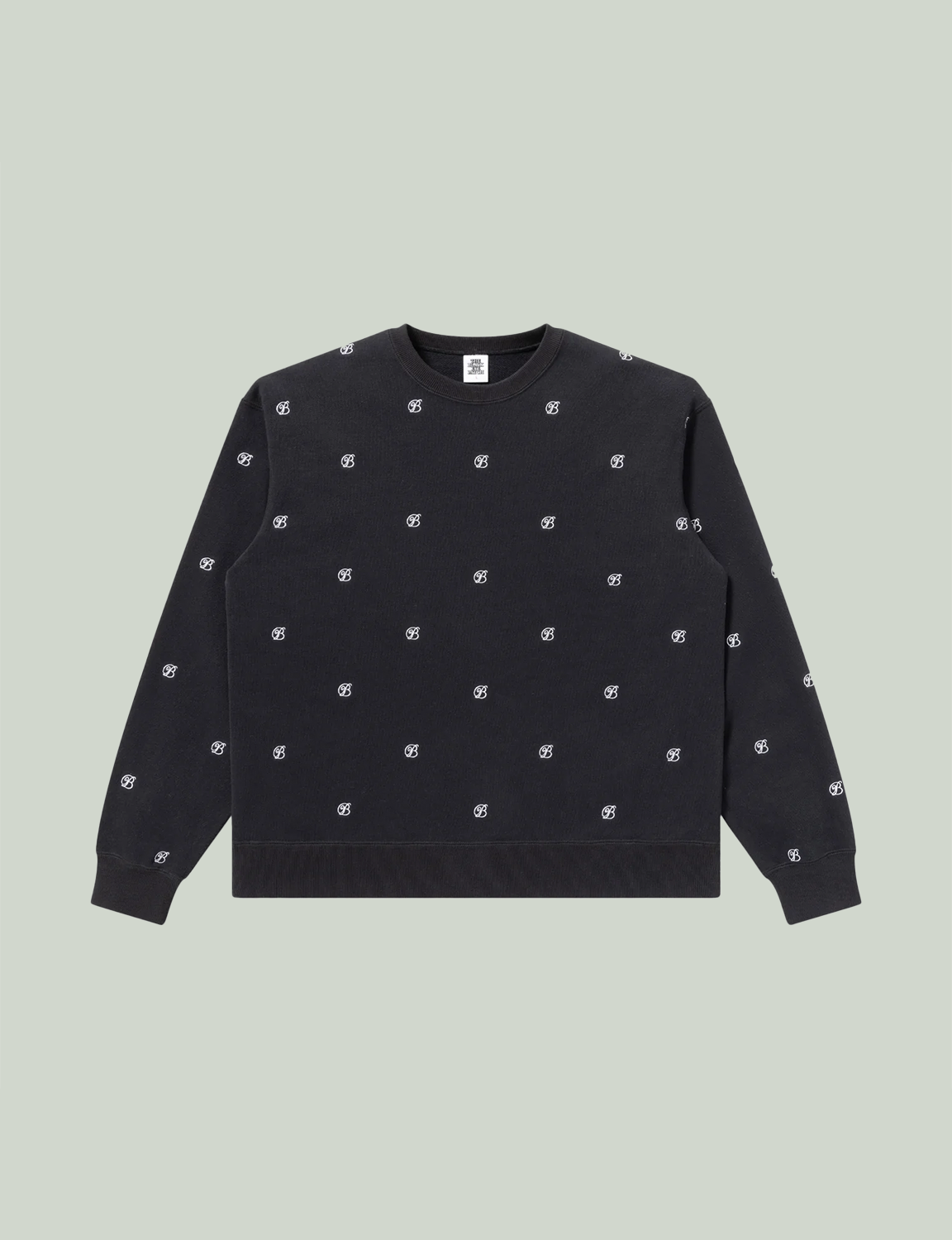 B EMBLEM PATTERNED CREW SWEAT