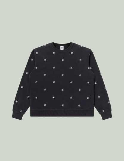 B EMBLEM PATTERNED CREW SWEAT