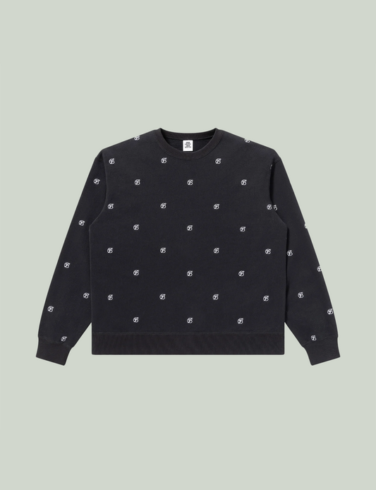 B EMBLEM PATTERNED CREW SWEAT