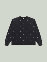 B EMBLEM PATTERNED CREW SWEAT