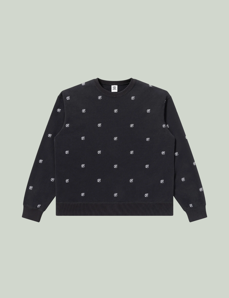 B EMBLEM PATTERNED CREW SWEAT