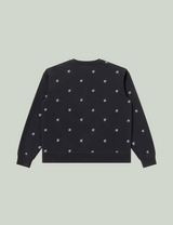 B EMBLEM PATTERNED CREW SWEAT